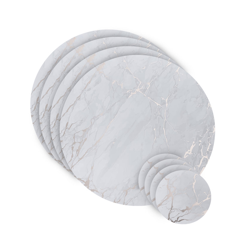 Cork Abstract Round Placemat, Silver