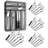 24 Piece Silverware Set, Flatware Utensils Set Mirror Polished, Dishwasher Safe Service For 4, Include Knife/Fork/Spoon/Steak Knife/Wire Mesh Steel Cutlery Holder Storage Trays (Tray)