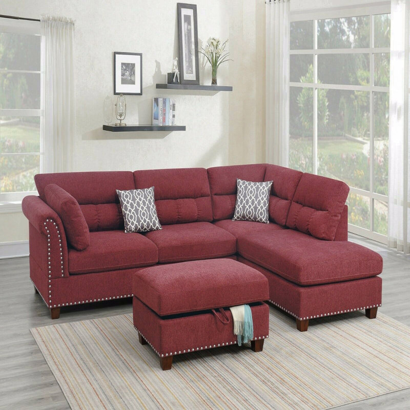 Canapé modulaire en velours rouge # F6419