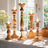 Hez 5Pc Turned Candle Holder Set, Classic Accent, Rustic Brown Wood