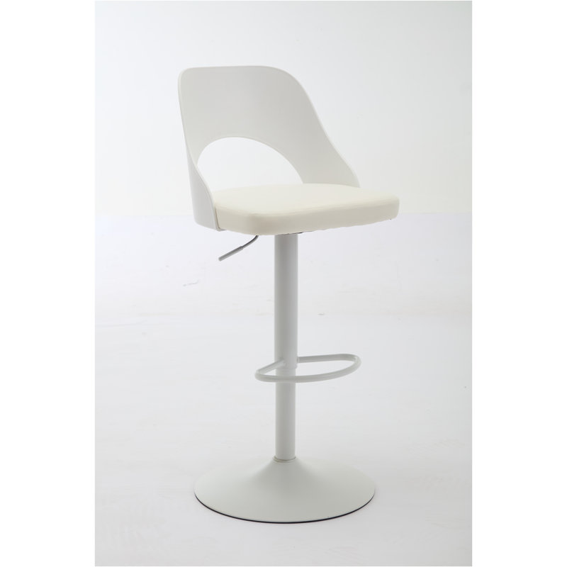Hoskie Bar Stools Set Of 2 Modern Grey PU Counter Height Barstool, High Padded Swivel Adjustable Barstools With Back For Bar Counter And Kitchen Island