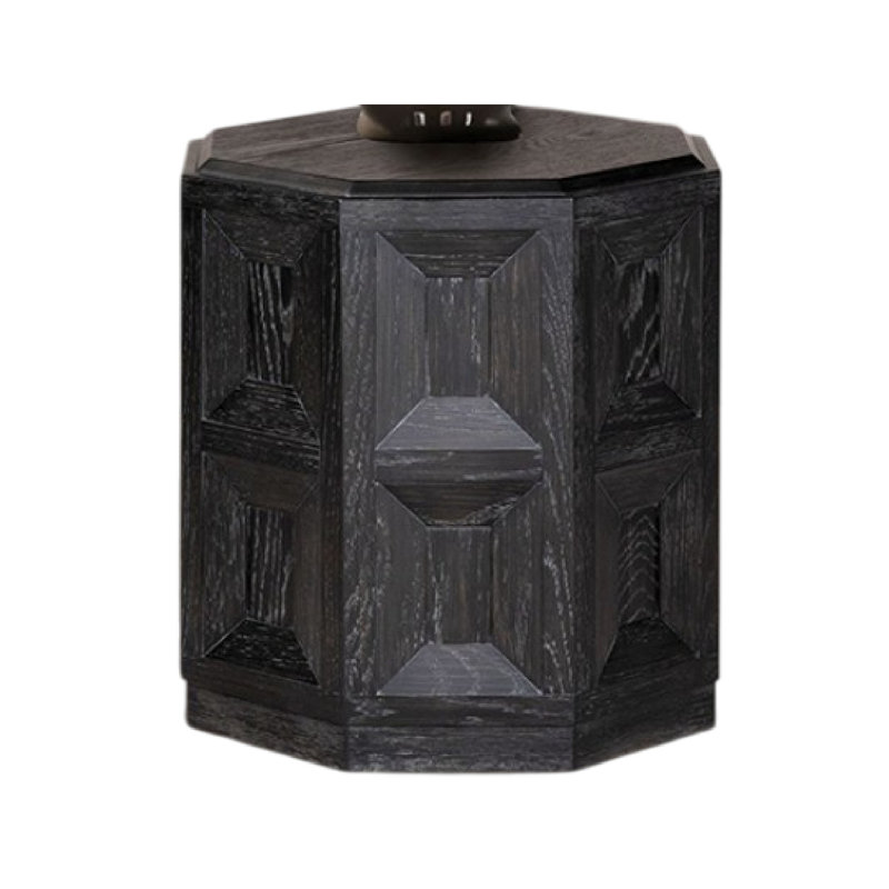 Table de bout d'appoint Kizie, bois brun, rectangulaire 20 pouces, Noir