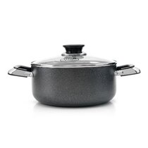 Alpine Cuisine Aluminum Non-Stick Dutch Oven Pot with Glass Lid, 10 Quart,  Gray