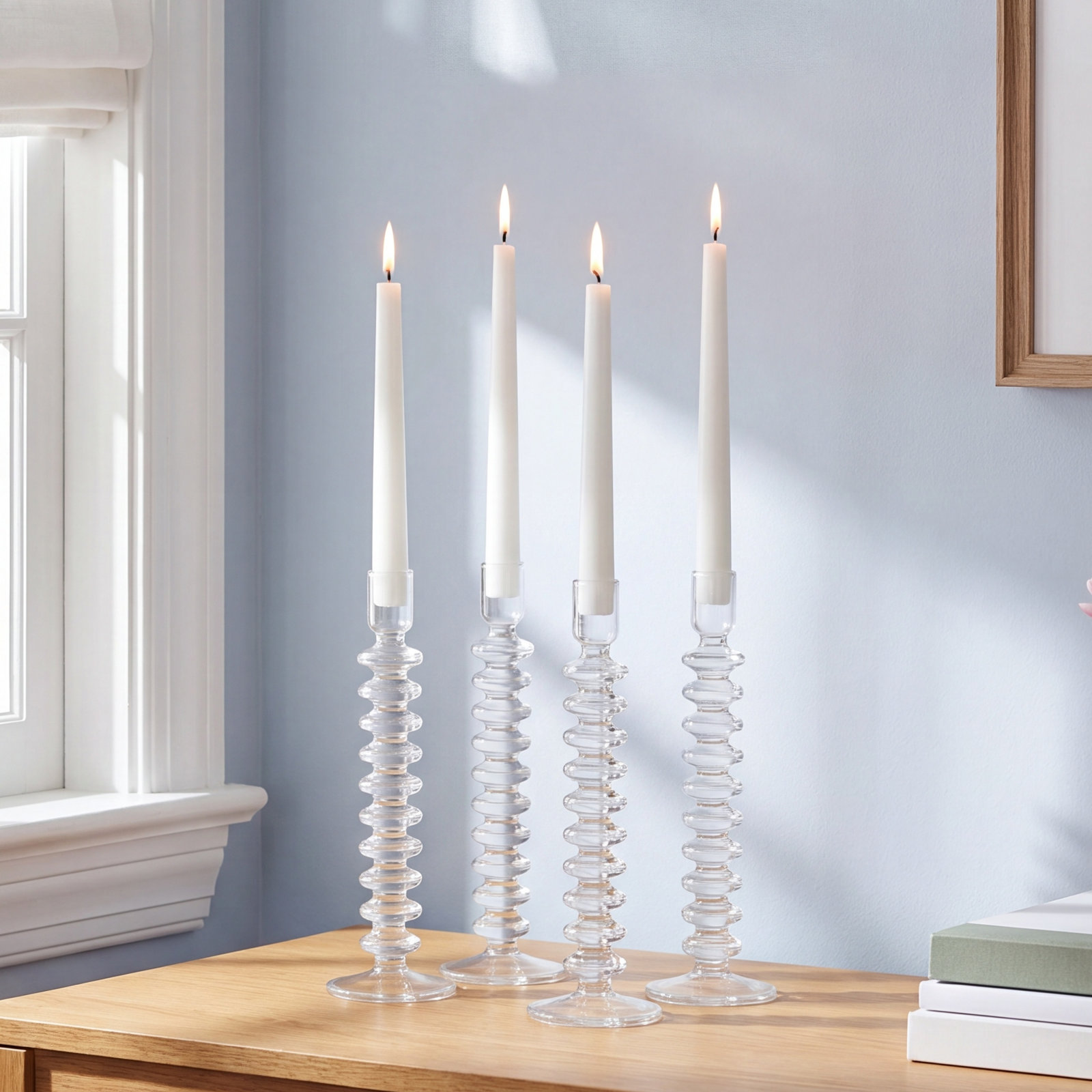 Adrienna 4-Piece Glass Candlestick Set