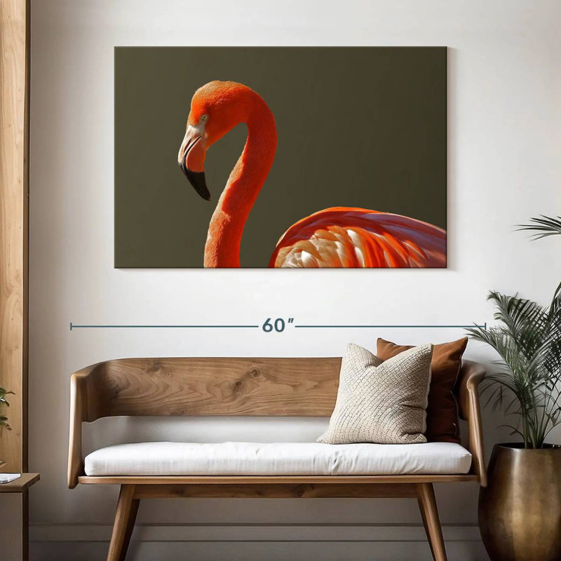 Brampt superbe flamant orange, H 32 po x l 48 po