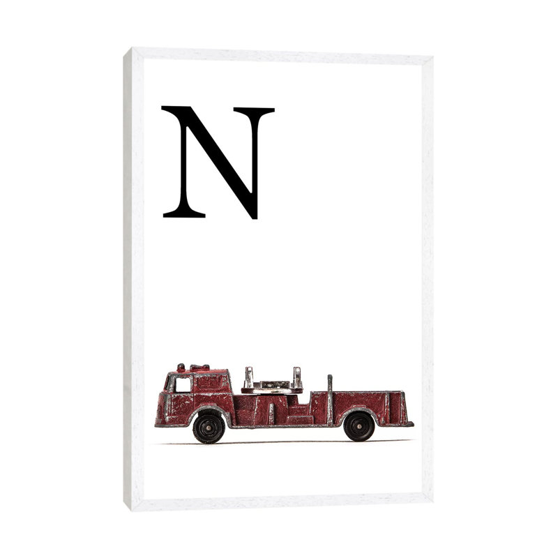 N Fire Engine Letter - Print on Canvas, White Framed, 66.04 cm H x 45.72 cm W