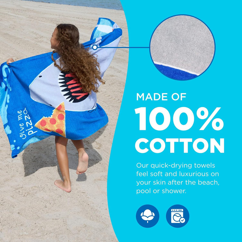 Serviette de plage Verner mangeant une pizza | Serviette de piscine 100% coton, 30 po x 60 po