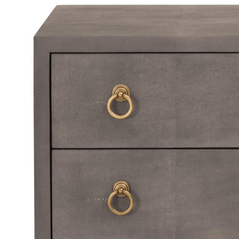 Table de chevet 2 tiroirs Mercato Shagreen, Chagrin gris