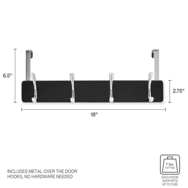 5 - Hook Wall Mounted Coat Rack in White Melannco