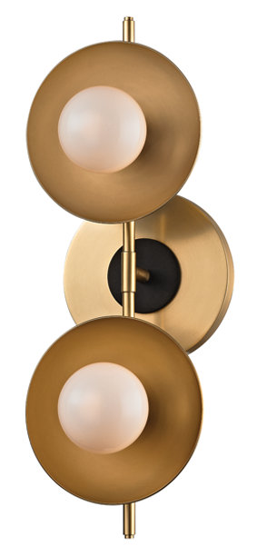 Aged Brass 2-Light LED Wall Sconce with Opal Matte Glass