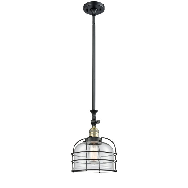 Luminaire suspendu 1 lumière Harber, Ampoule non incluse, Transparent, Laiton antique noir