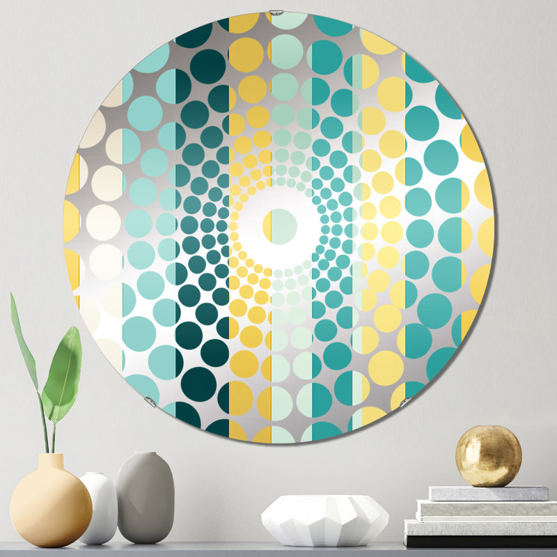 Green And Yellow Stripes Harmony - Concentric Circles Decorative Mirror, 31.4" x 31.4"