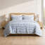 Ensemble de housse de couette pour lit double / grand en coton 3 pièces, bleu