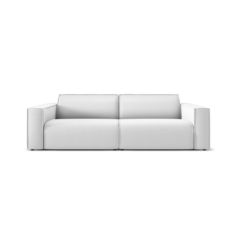 220cm Wide Wood Patio Sofa with Cushions, Light Grey