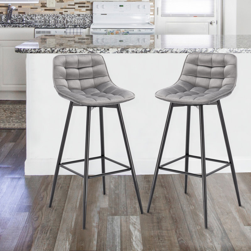 Heyman Upholstered Counter Stool, Light Grey