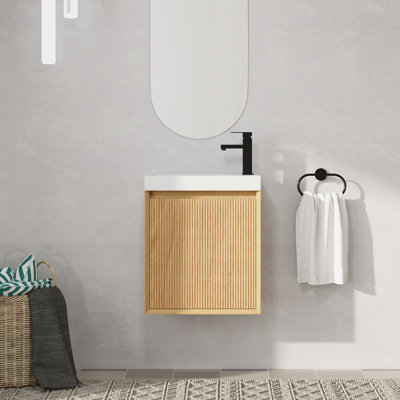 18.5" Wall Mounted Single Bathroom Vanity with Resin Top