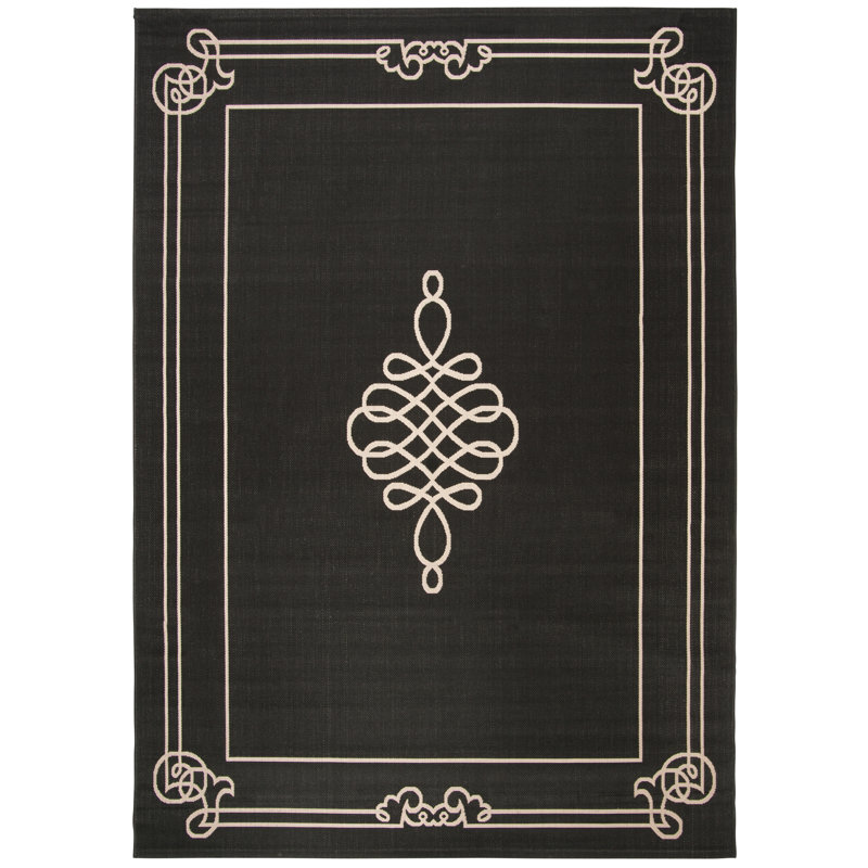 Tapis d'intérieur / extérieur Cherene, Rectangle 8 pi x 10 pi, Black/Cream
