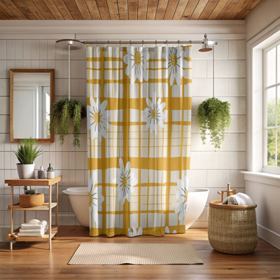 Checkered Flower - Premium Shower Curtain 108