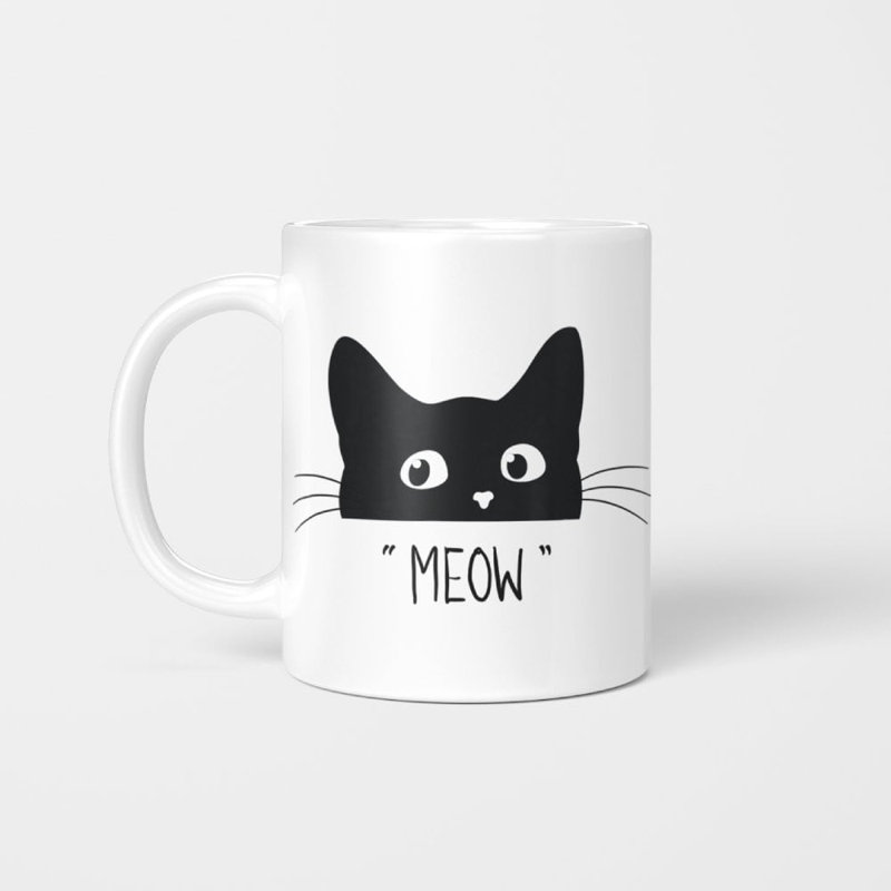 Tasse de chat noir avec chat Meow