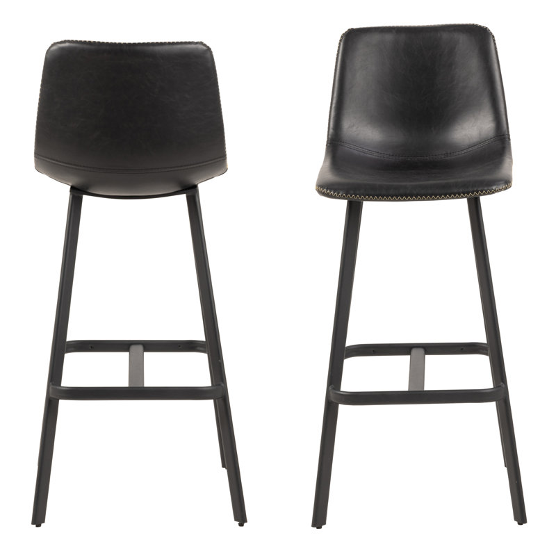 Upholstered Counter Stool with Metal Frame, Black