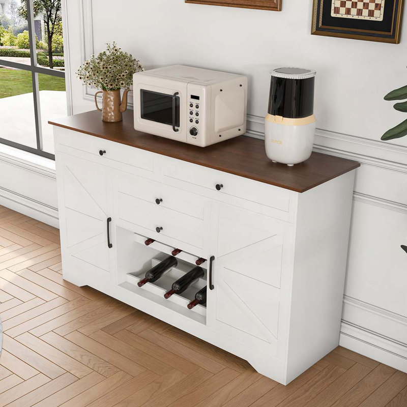 Buffet Farmhouse avec armoire de rangement et abri réglable