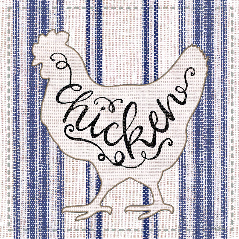 " Chicken " by Cindy Jacobs, 20" H x 20" W, Walnut Floater Framed Canvas without Mat