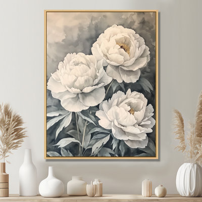 Art mural rétro, pivoines à l'ombre