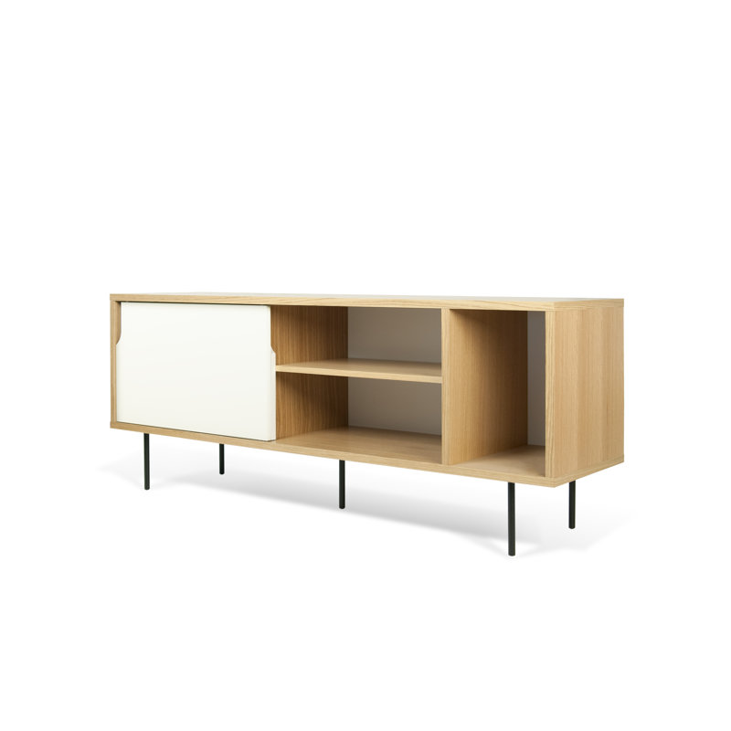 Adah 165cm Sideboard, Black Steel, Oak/White and Grey