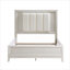 Structure de lit grand moderne en bois massif Reeded Modern avec tête de lit tapissier à DEL, blanc doux