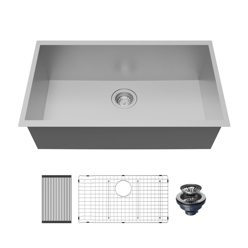 Évier de cuisine à simple cuve en acier inoxydable 30 po x 18 po Karran Fusion