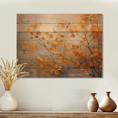 «Golden Autumn Forest Harmony», art mural bois de forêt sur bois de pin naturel