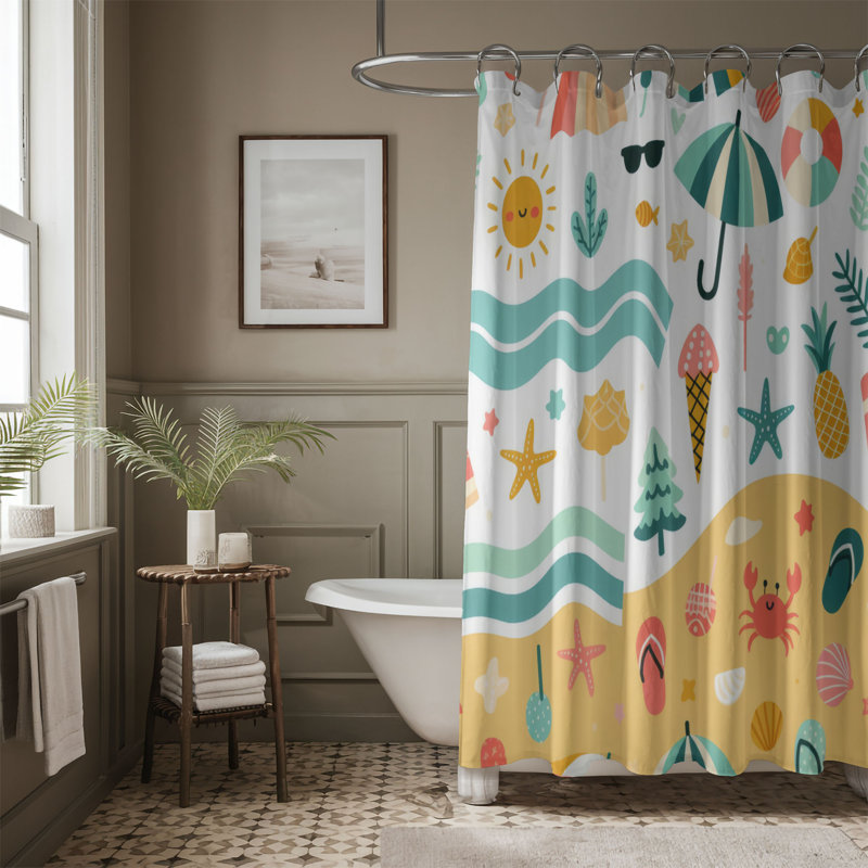 Rideau de douche Etly Tropical Breeze - 1 pièce, H 74 po x l 71 po