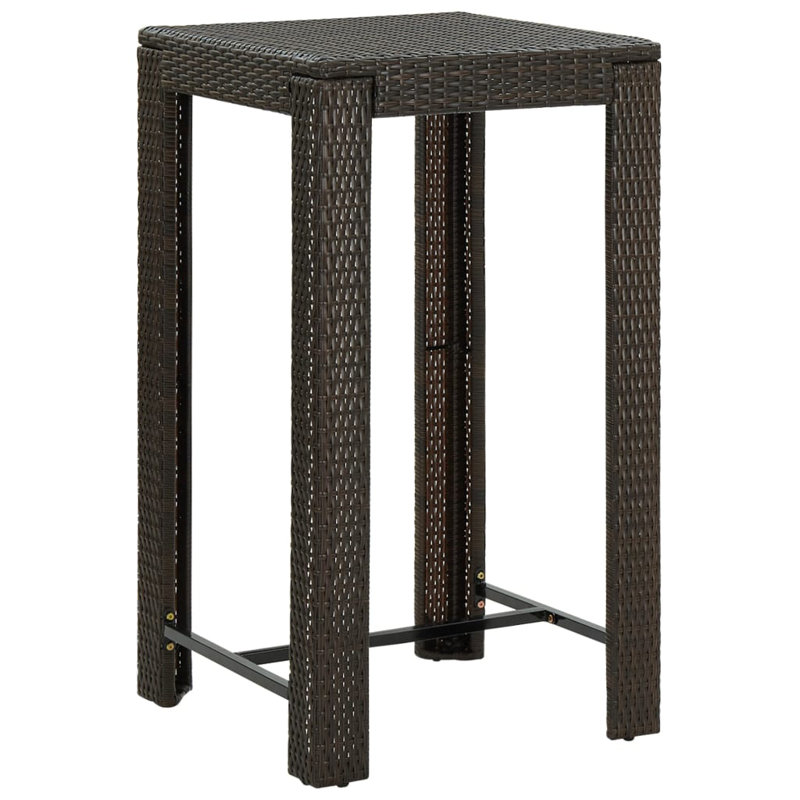 Adhern Square Metal Outdoor Bar Table , 60.5cm cm W 60.5cm cm D, Dark Brown