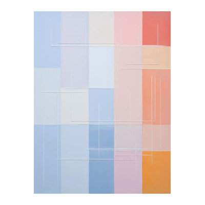 Pastel Tones Geometric Square Patterned Creative Modern Decorative Rug