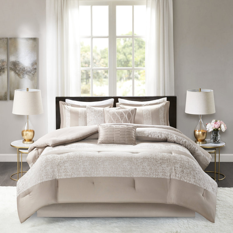 Très grand lit en chenille de luxe - taupe 7 pièces
