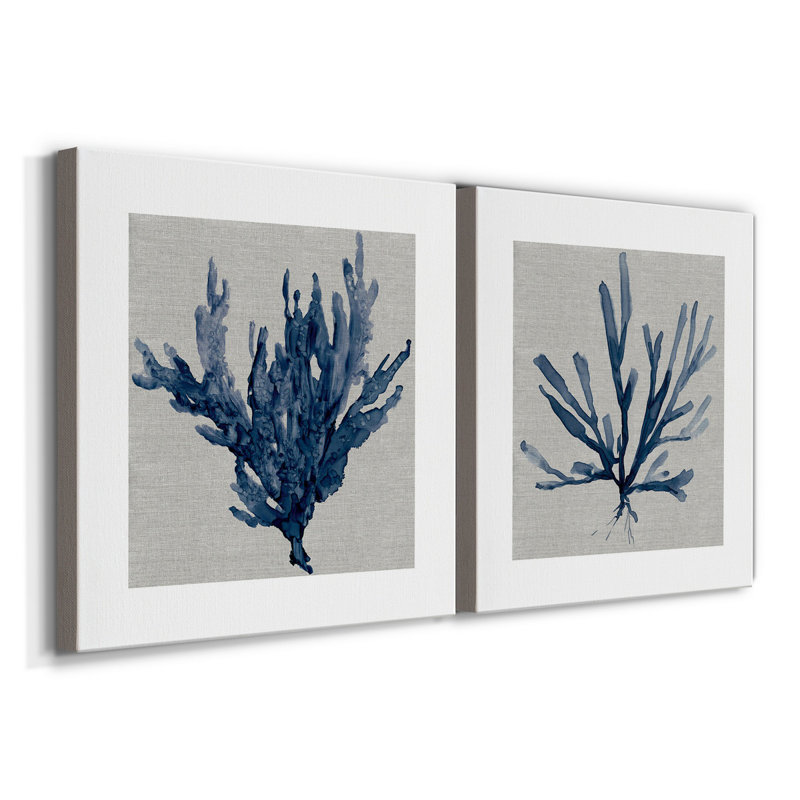 Lin corail I - ensemble de 2 reproductions d'art sur toile tendue, H 40 po x l 80 po x P 1 po