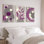 Abstrait géométrique et motif floral sur toile tendue, ensemble de 3 reproductions d'art sur toile pour salon, chambre à coucher ou bureau