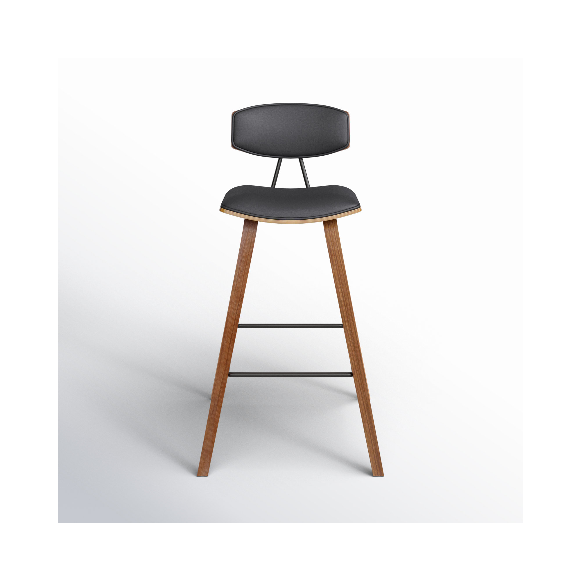 Payton Vegan Leather Bar & Counter Stool, Walnut, Bar Stool (29" Seat Height), Gray Faux Leather