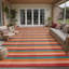 Tapis d'extérieur rayé orange / rouge-263726478-236610570