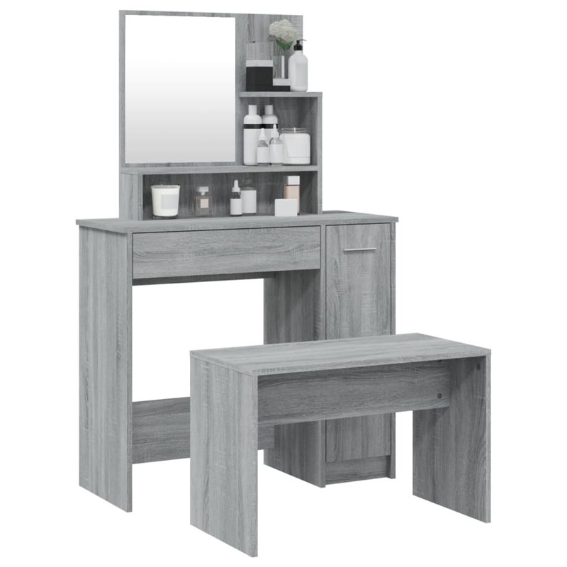 Libaan Dressing Table with Mirror, Grey Sonoma