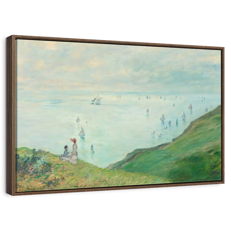 Falaises de Pourville, 1882, 43 po x 29 po, Cadre flottant noyer