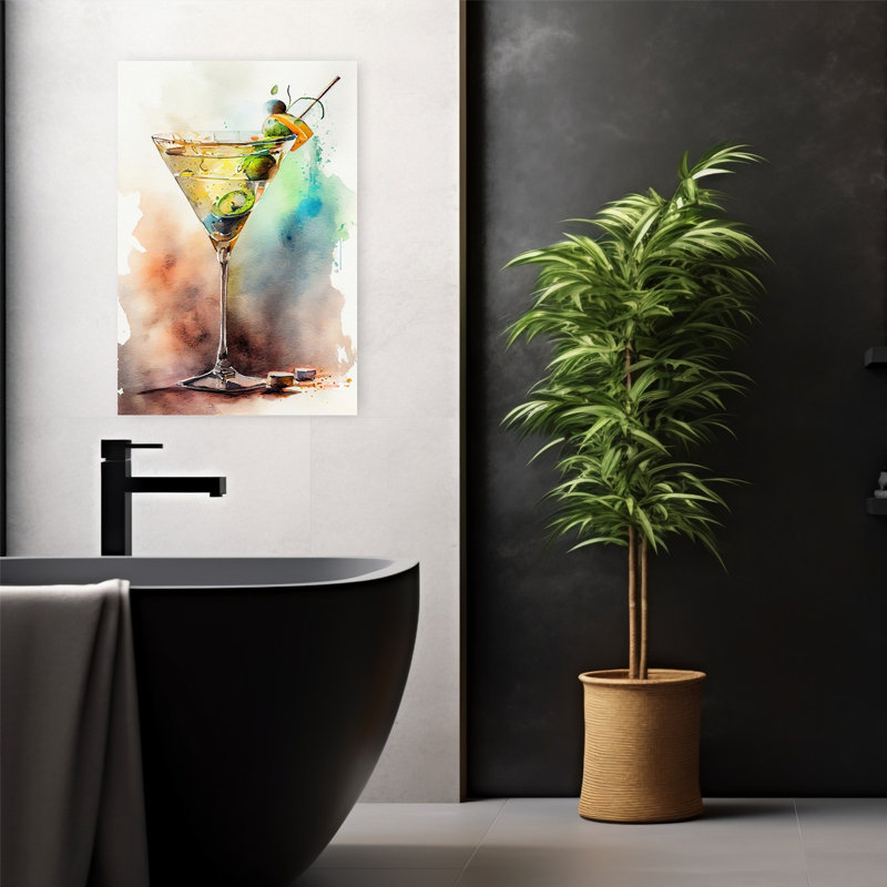 Vibrant Martini, peinture d'art mural contemporain, H 24 po x l 16 po