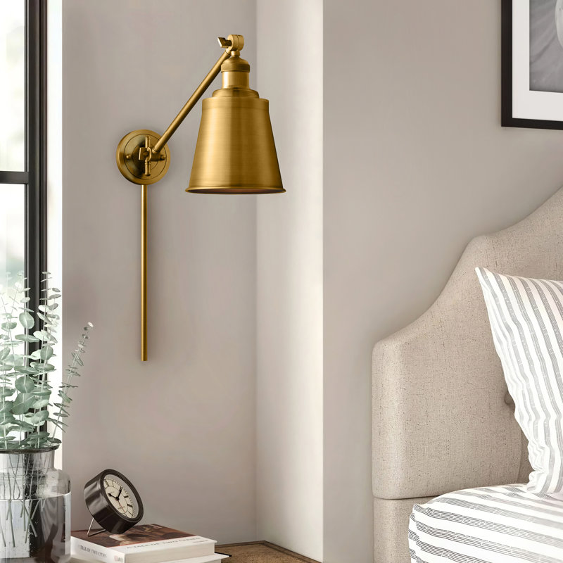 Lampe murale avec bras pivotant à 1 lumière Lavender Hill, DEL, Laiton brossé