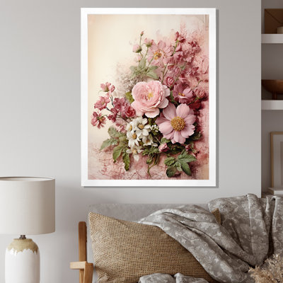 " Blossoming Pink Rose Rustic Bouquet "