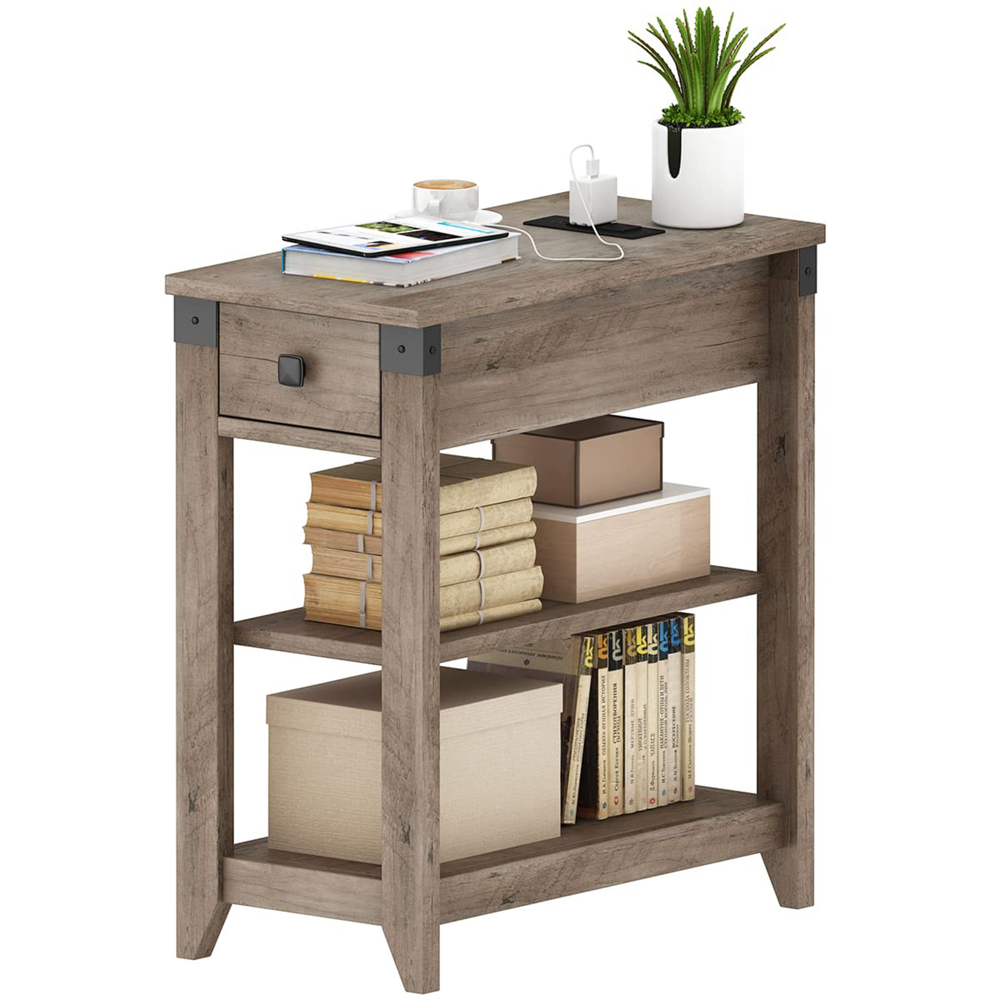 hosote End Table with Storage and Built-In Outlets | Wayfair