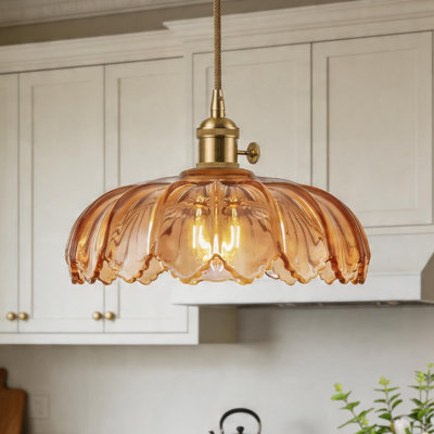 1 - Light Single Pendant Light With Green Shade Novelty Chandelier