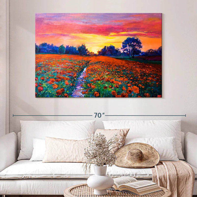 Alvord Red Poppy Flower Field, 34" H x 51" W