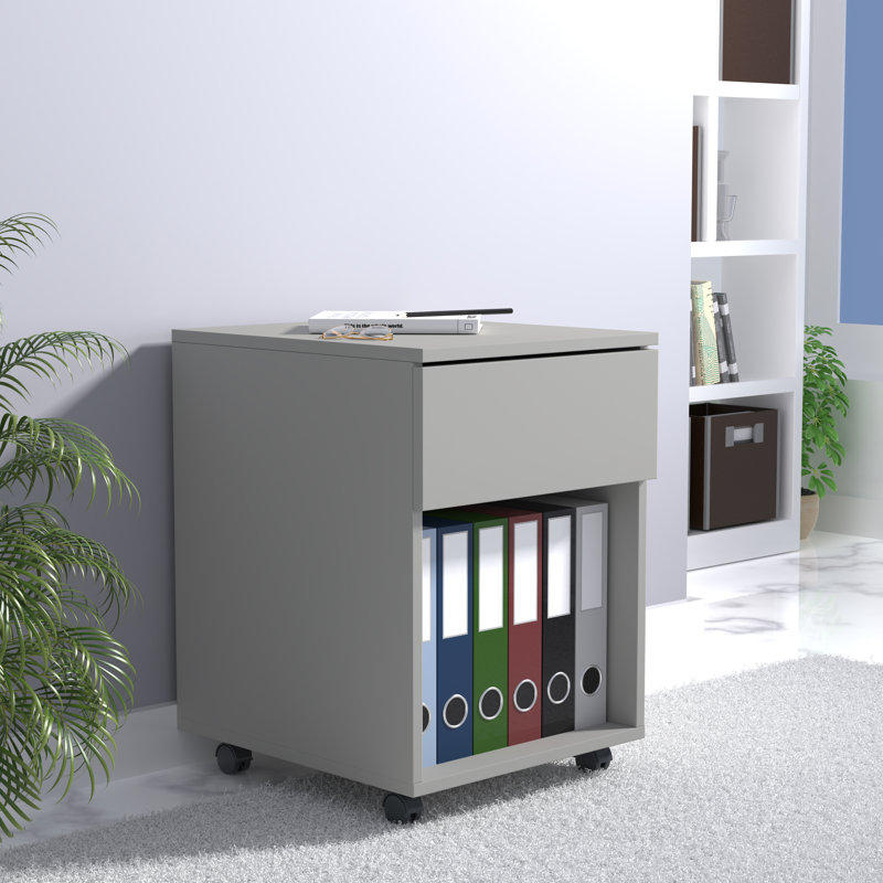 Remedios 39cm Wide File Cabinet, Grey/Brown/Blue, 45cm H x 39cm W x 55cm D