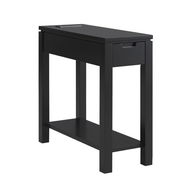 Ilithia 23.6 Tall End Table with Storage, Flip Top Narrow Side Table, Skinny Nightstand Sofa Table Winston Porter Color: Black