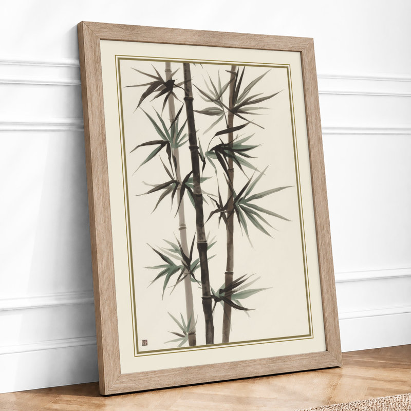Bamboo Study Japandi - Framed Print, A4 - 29.7 x 21.0 cm, Oak